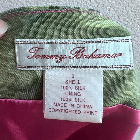 Tommy Bahama Floral 100% Silk Green Mini Tropical Hawaiian Skirt Women's Size 2 - Picture 3 of 6